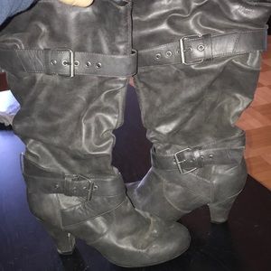 Grey heeled boots
